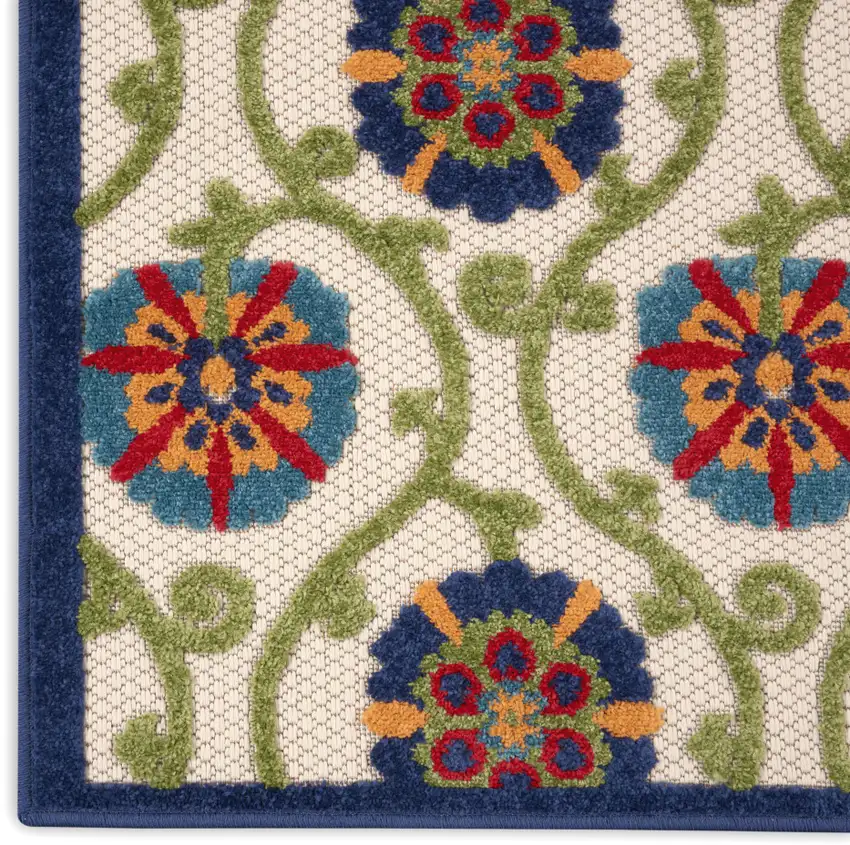 Ivory And Blue Indoor Outdoor Area Rug Photo 9