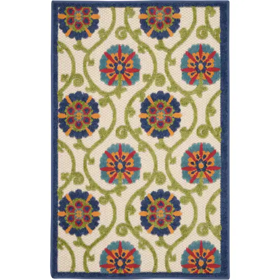 Ivory And Blue Indoor Outdoor Area Rug Photo 7