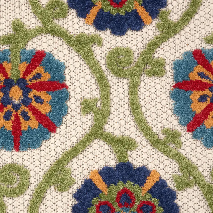 Ivory And Blue Indoor Outdoor Area Rug Photo 3