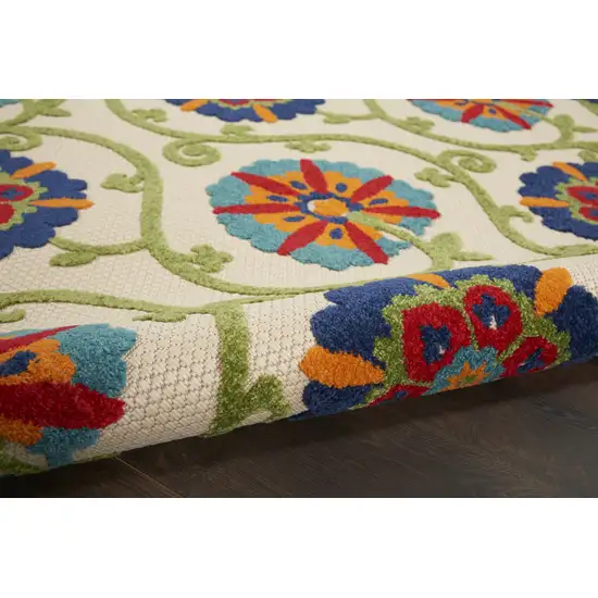4' X 6' Ivory And Blue Indoor Outdoor Area Rug Photo 9