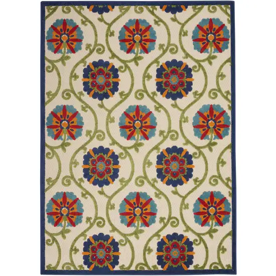 Ivory And Blue Indoor Outdoor Area Rug Photo 7