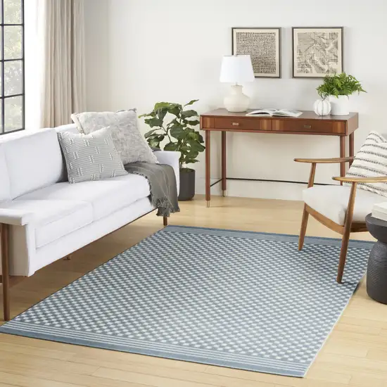 Blue Geometric Area Rug Photo 5