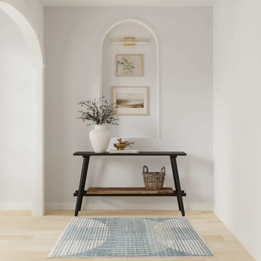 Blue Geometric Area Rug Photo 5