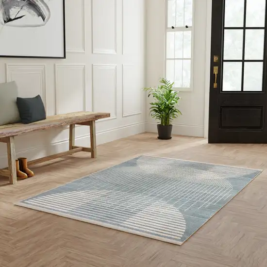 Blue Geometric Area Rug Photo 5