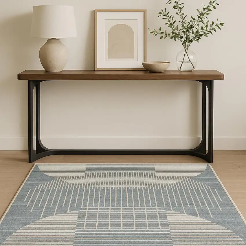 Blue Geometric Area Rug Photo 1