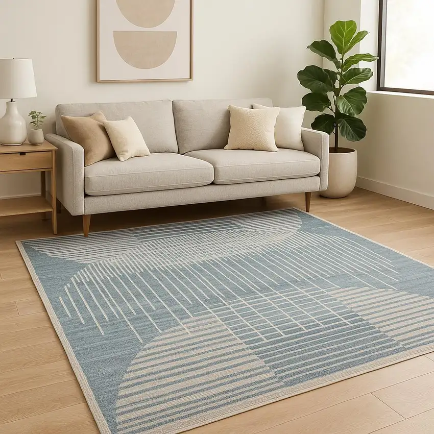 Blue Geometric Area Rug Photo 1