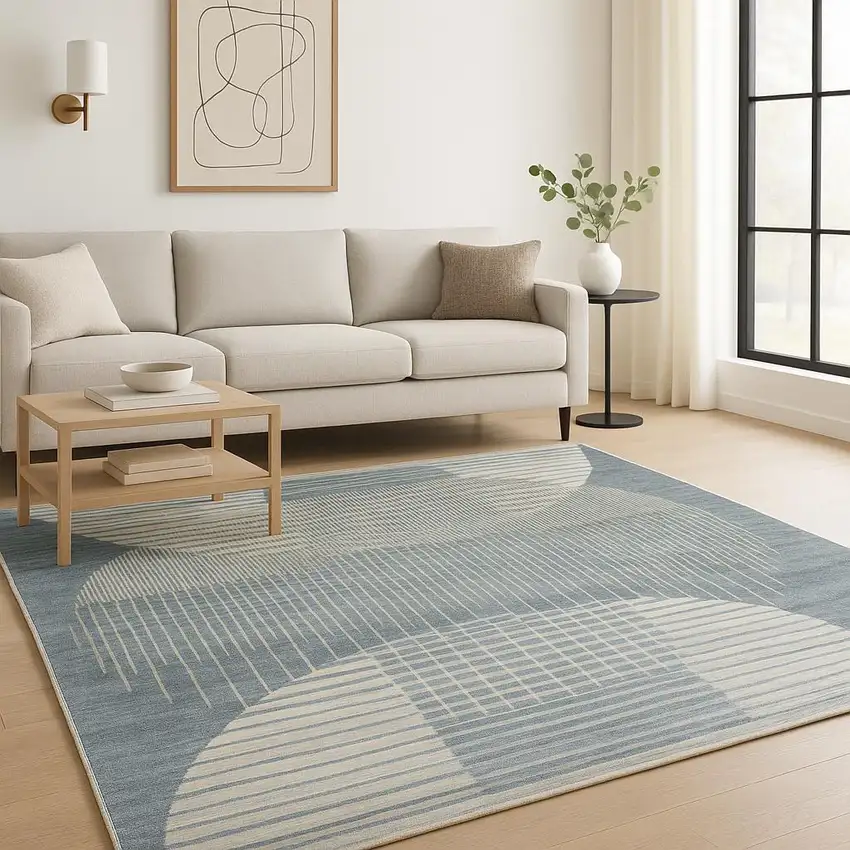 Blue Geometric Area Rug Photo 1