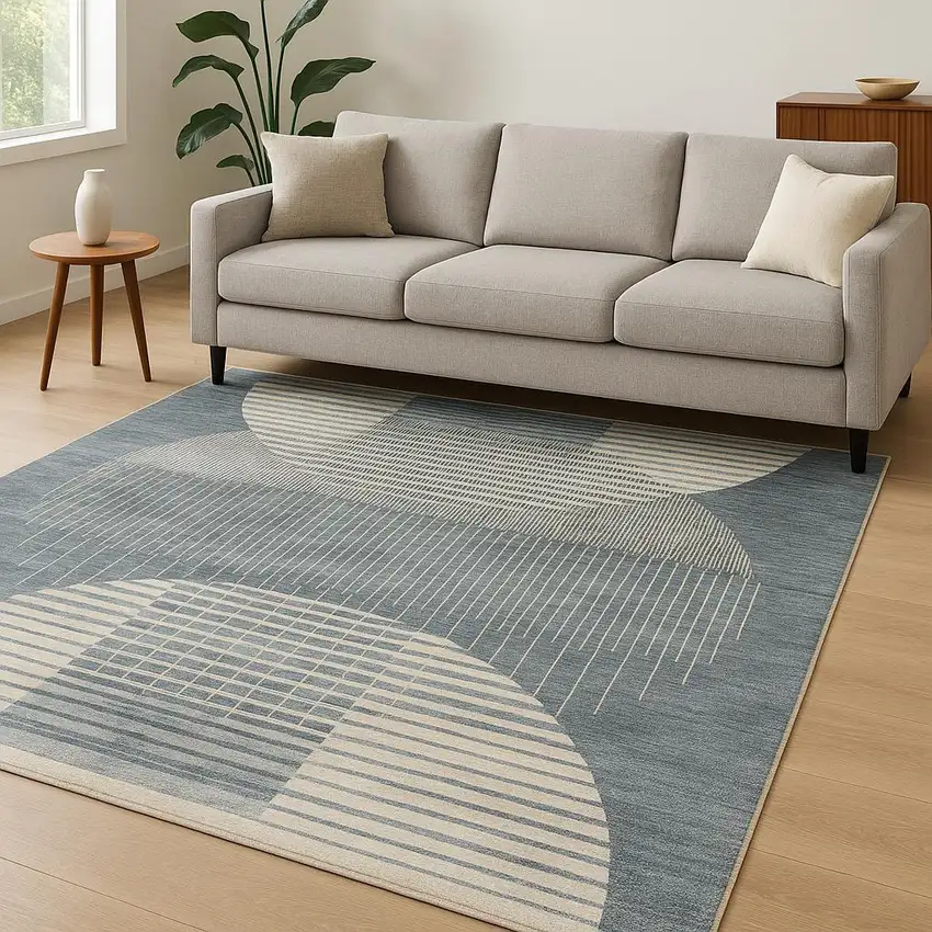 Blue Geometric Area Rug Photo 1