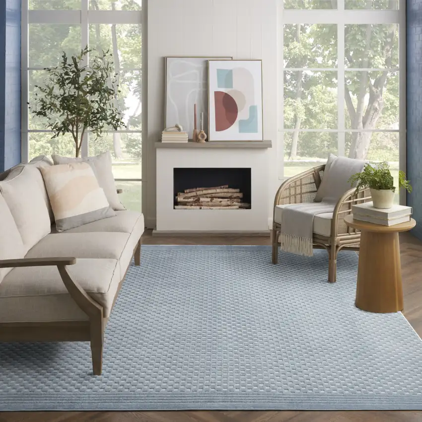 Blue Geometric Area Rug Photo 3