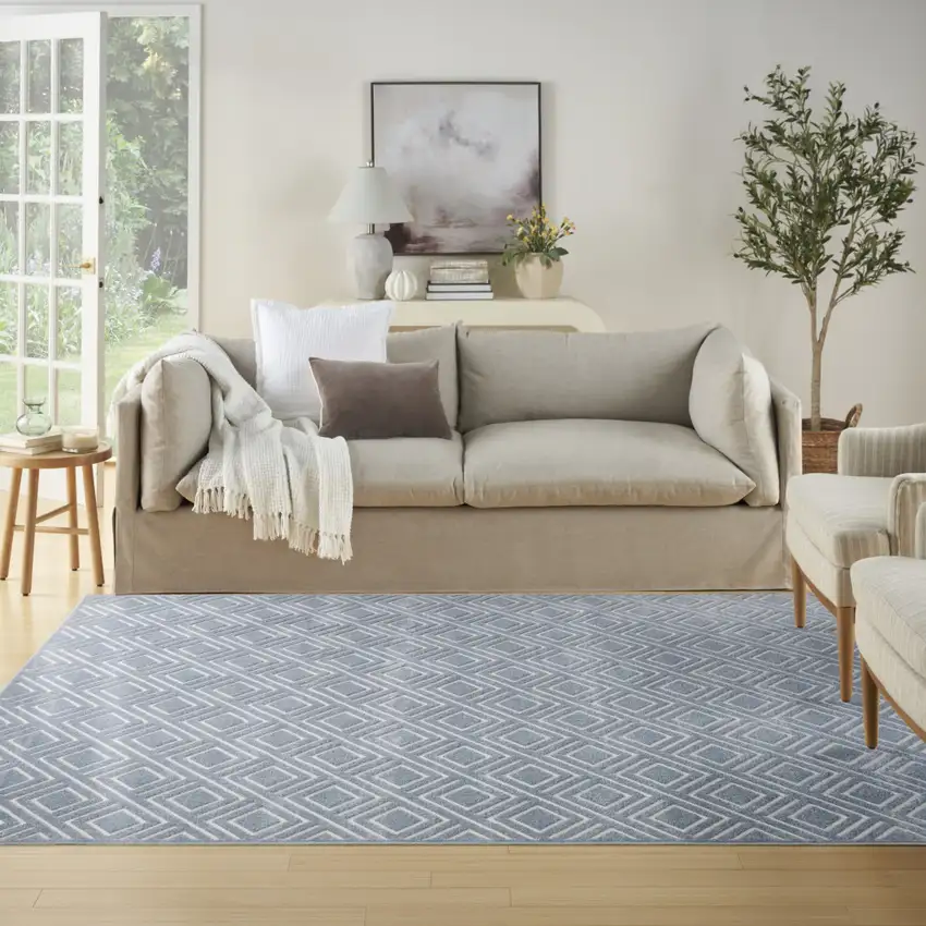 Blue Geometric Area Rug Photo 3