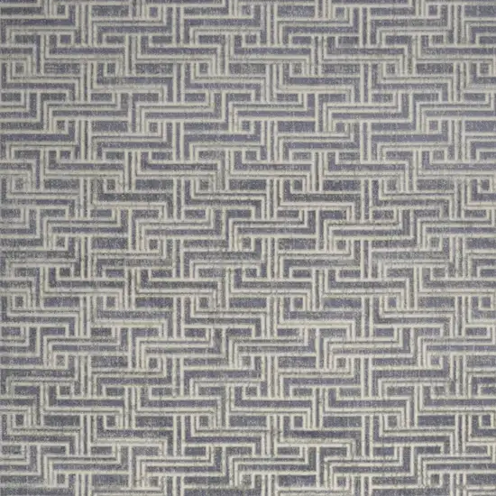 Blue Geometric Distressed Area Rug Photo 5