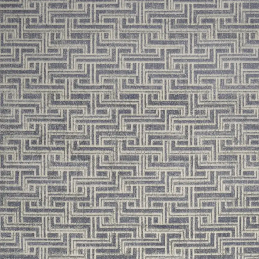 Blue Geometric Distressed Area Rug Photo 5