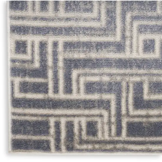 Blue Geometric Distressed Area Rug Photo 3