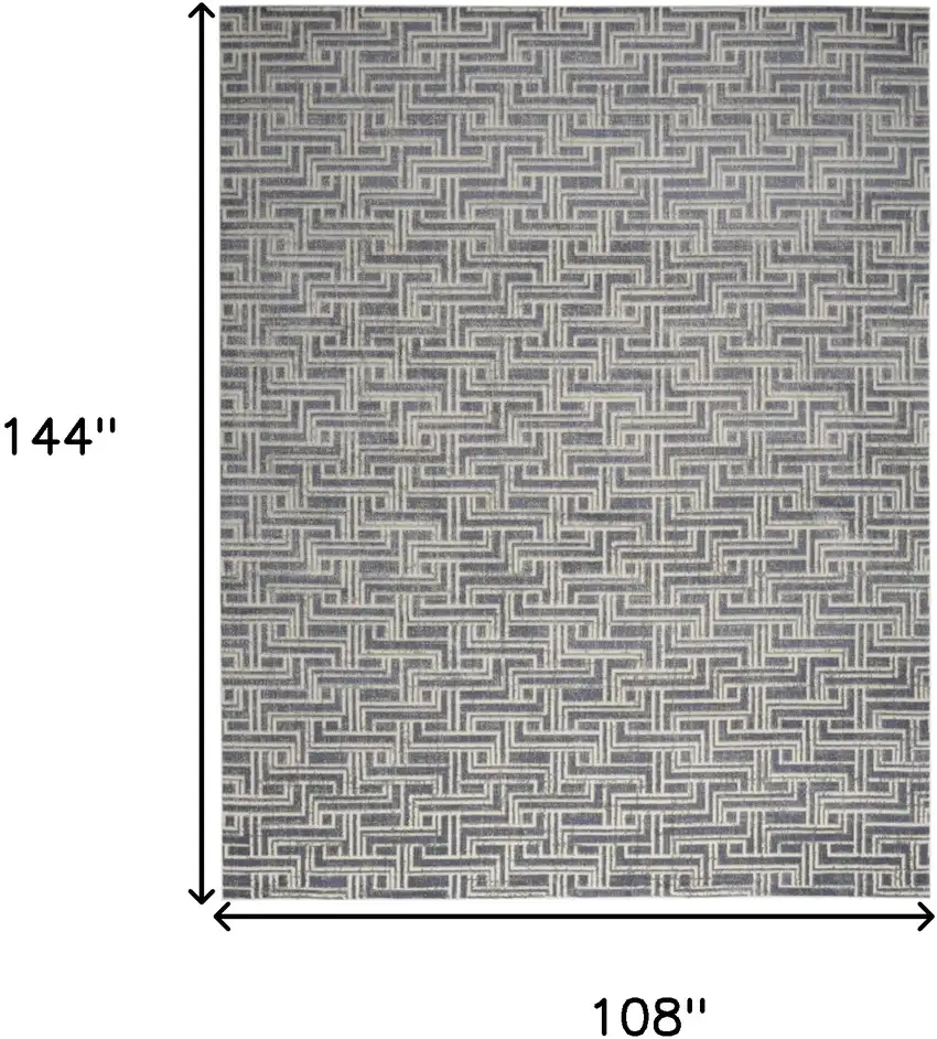 Blue Geometric Distressed Area Rug Photo 9
