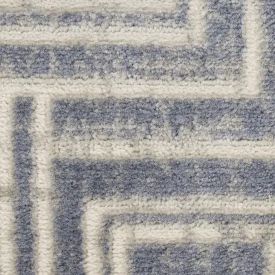 Blue Geometric Distressed Area Rug Photo 6