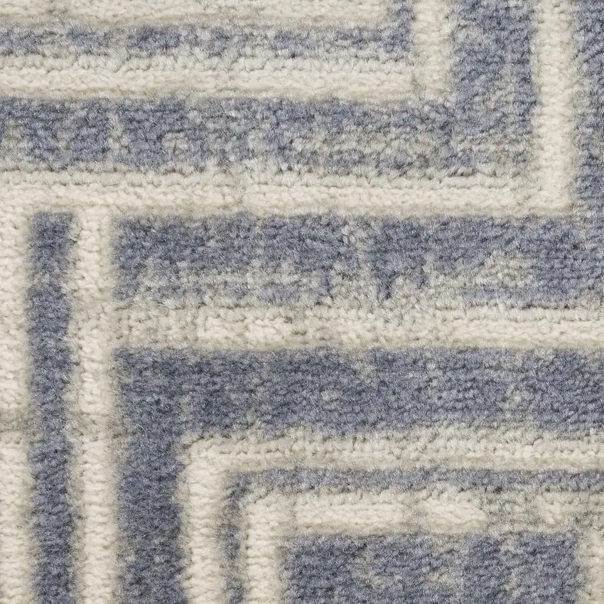 Blue Geometric Distressed Area Rug Photo 6