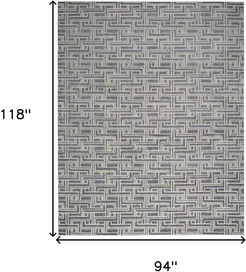 Blue Geometric Distressed Area Rug Photo 9