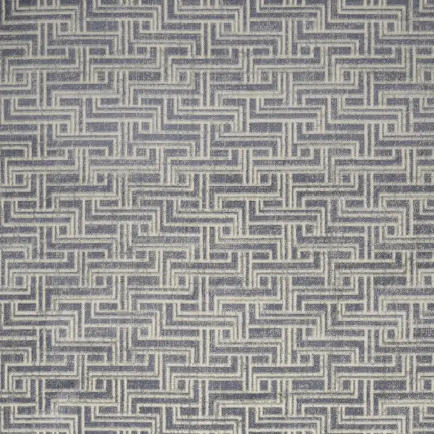 Blue Geometric Distressed Area Rug Photo 3