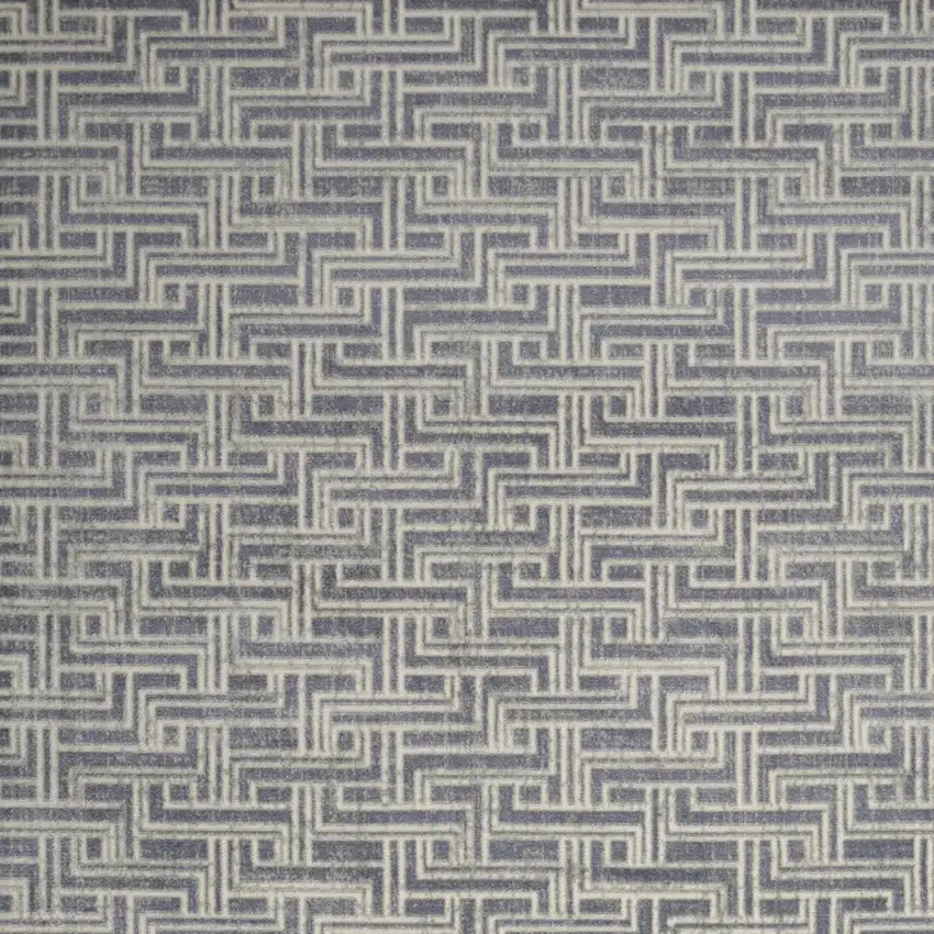 Blue Geometric Distressed Area Rug Photo 5