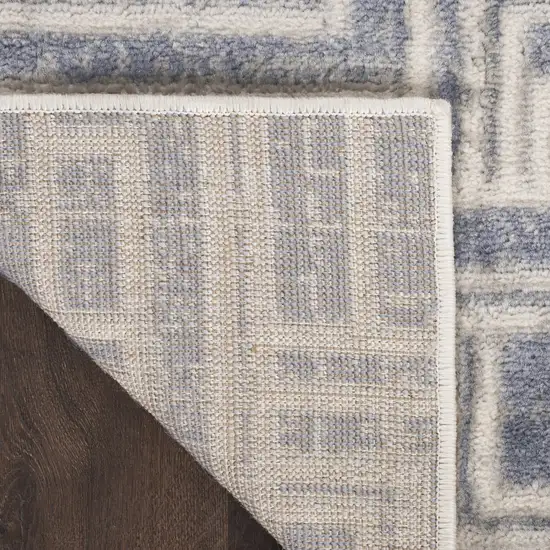Blue Geometric Distressed Area Rug Photo 8