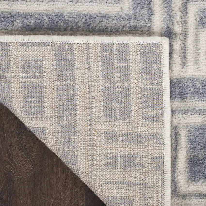 Blue Geometric Distressed Area Rug Photo 8