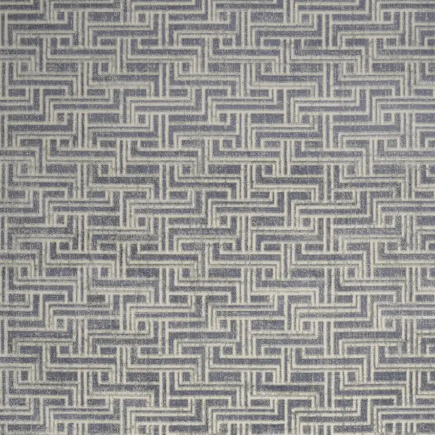 Blue Geometric Distressed Area Rug Photo 5