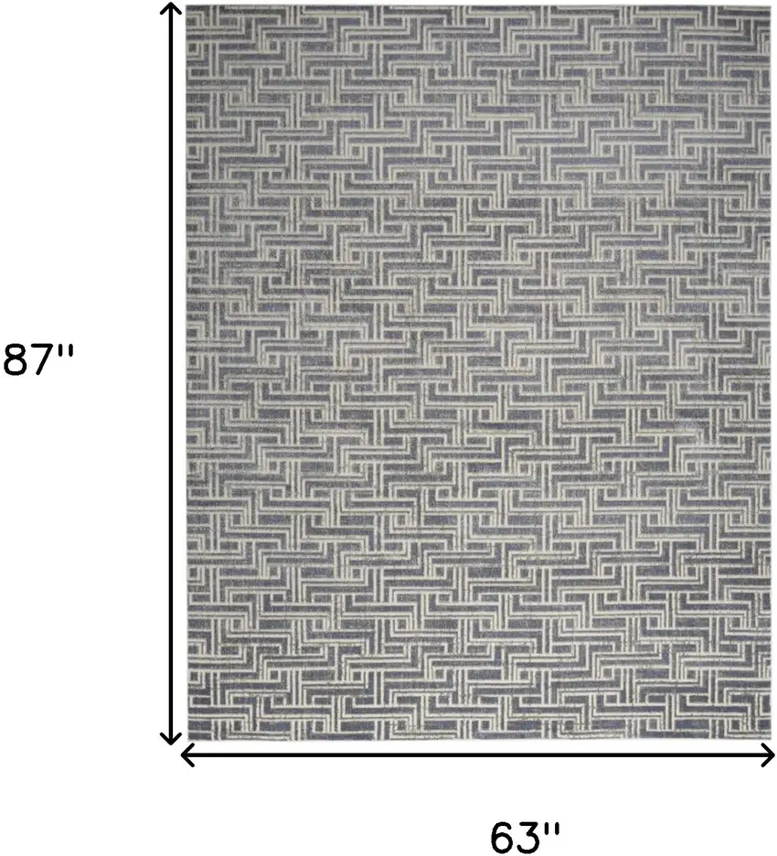 Blue Geometric Distressed Area Rug Photo 9