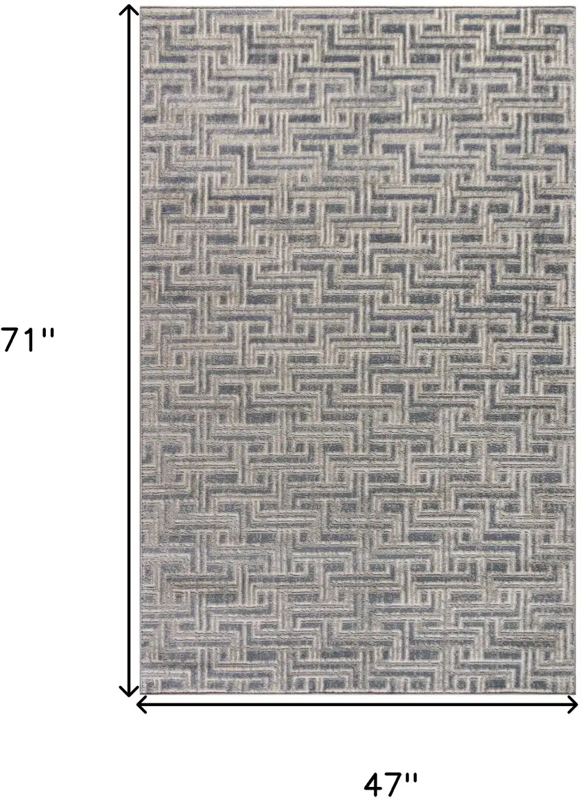 Blue Geometric Distressed Area Rug Photo 9