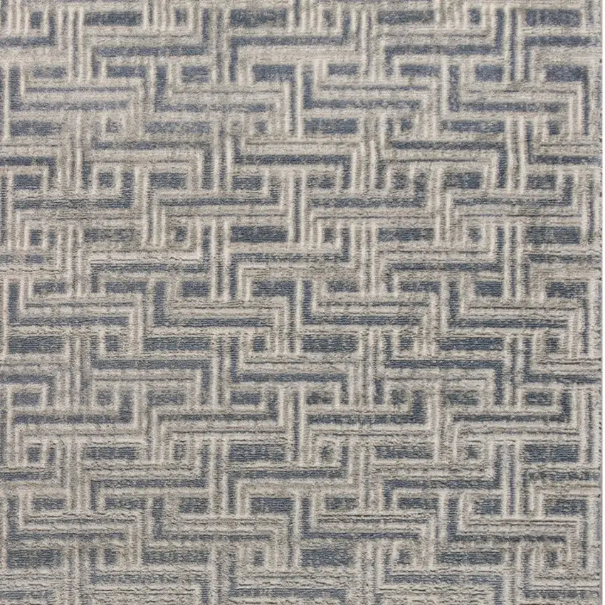 Blue Geometric Distressed Area Rug Photo 5
