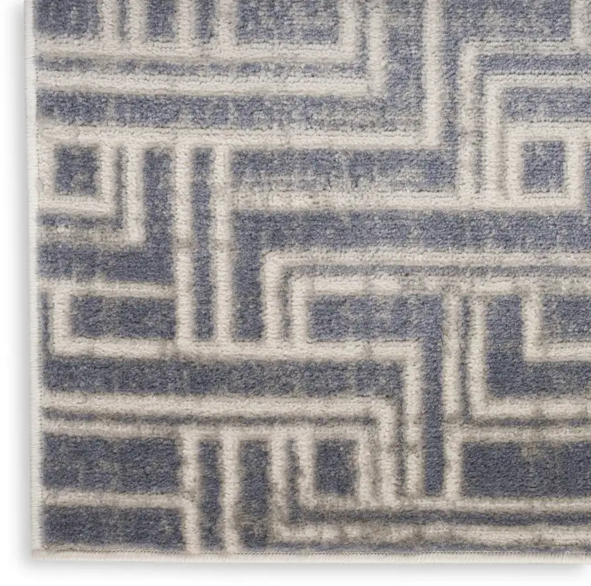 Blue Geometric Distressed Area Rug Photo 7