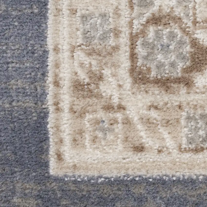 Blue Geometric Distressed Area Rug Photo 8