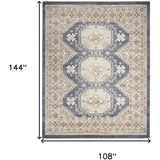 Blue Geometric Distressed Area Rug Photo 9