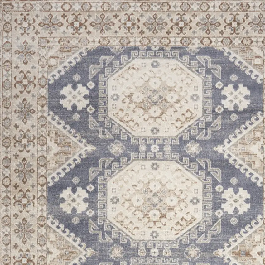 Blue Geometric Distressed Area Rug Photo 8