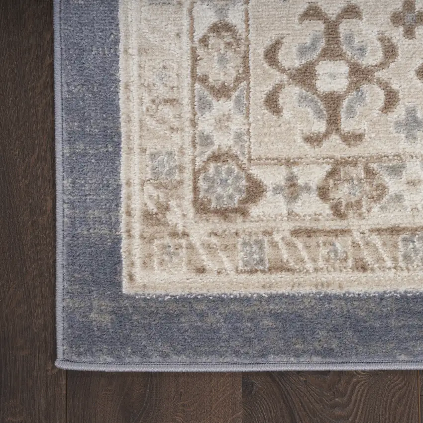 Blue Geometric Distressed Area Rug Photo 3