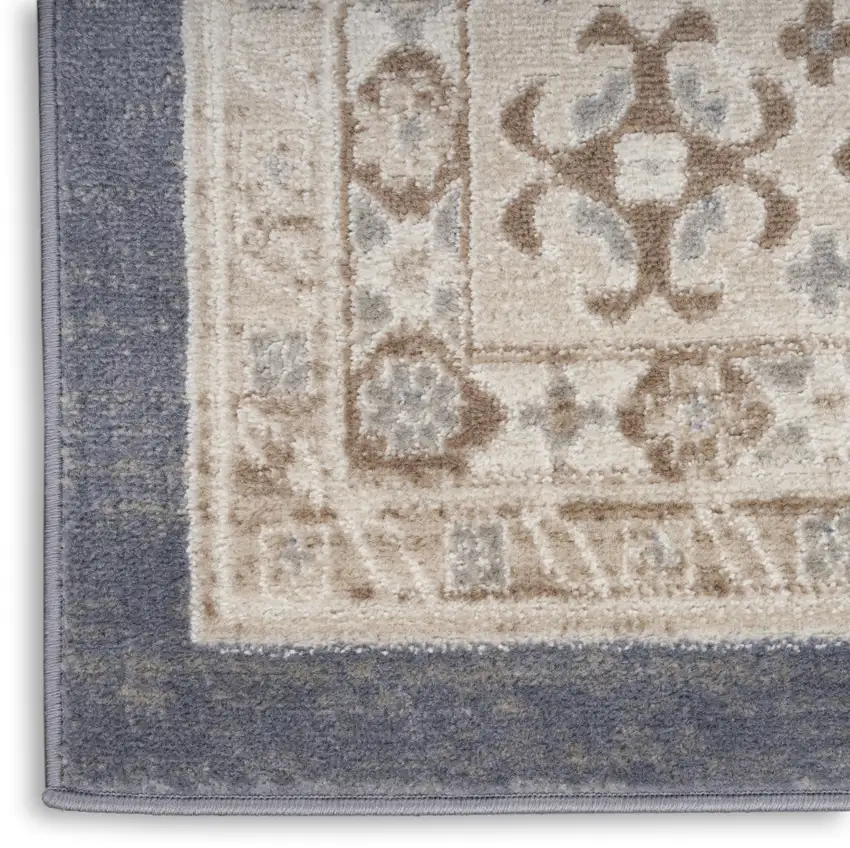 Blue Geometric Distressed Area Rug Photo 8