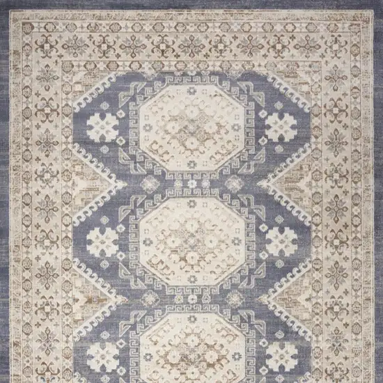 Blue Geometric Distressed Area Rug Photo 6