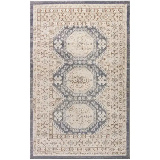 Blue Geometric Distressed Area Rug Photo 1