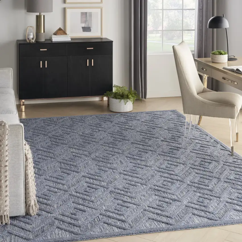 Blue Geometric Flatweave Area Rug Photo 5