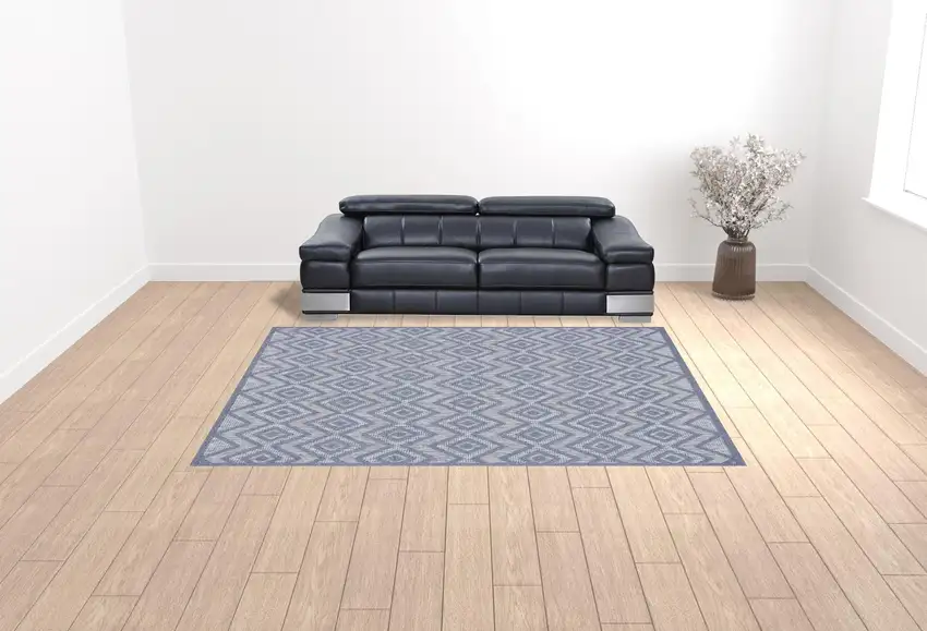 Blue Geometric Flatweave Area Rug Photo 2