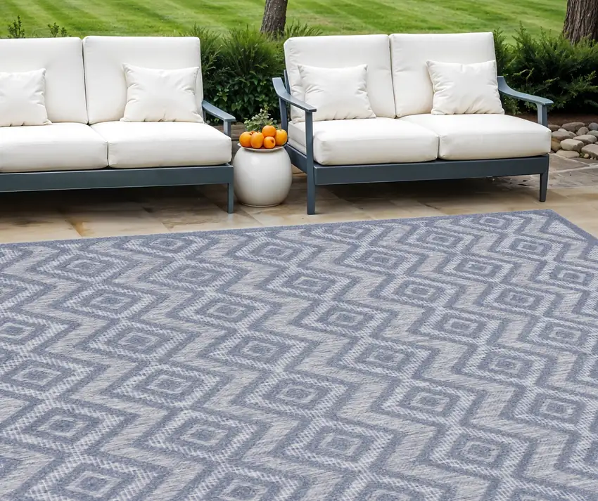 Denim Blue Indoor Outdoor Area Rug Photo 1