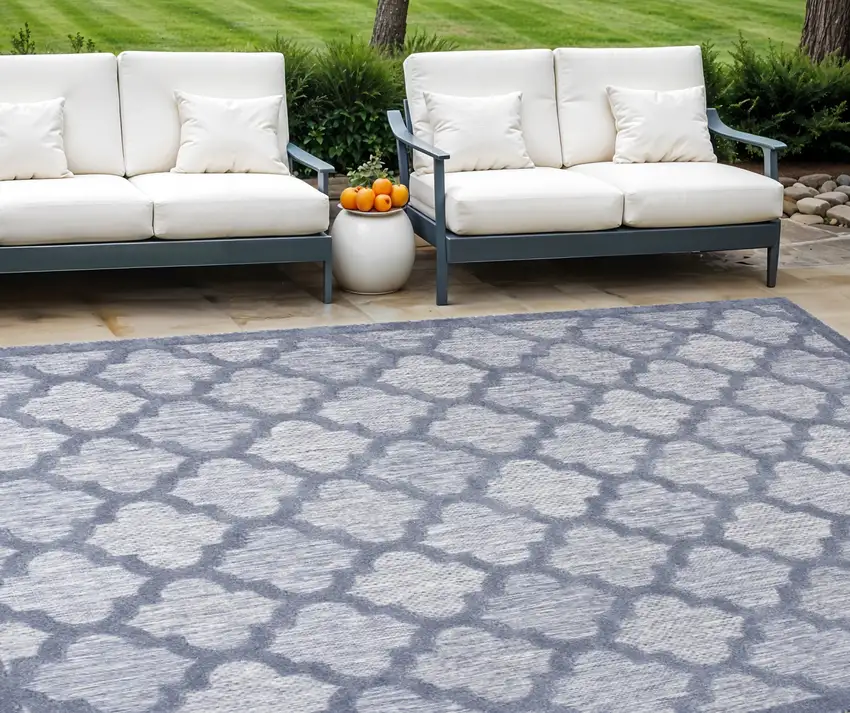 Denim Blue Indoor Outdoor Area Rug Photo 1