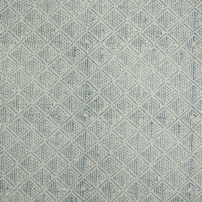 Blue Geometric Flatweave Handmade Distressed Area Rug With Fringe Photo 3