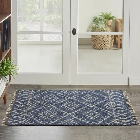 Blue Geometric Hand Tufted Area Rug Photo 5