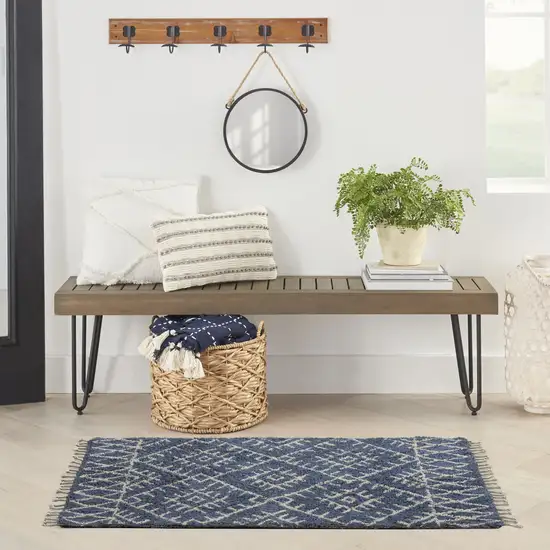 Blue Geometric Hand Tufted Area Rug Photo 4