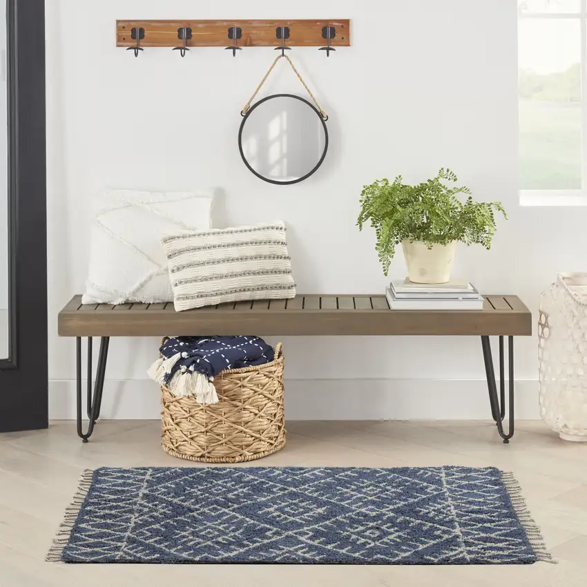 Blue Geometric Hand Tufted Area Rug Photo 4