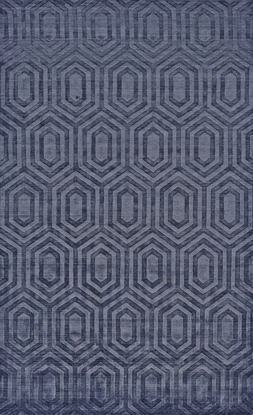 Blue Geometric Hand Woven Area Rug Photo 2