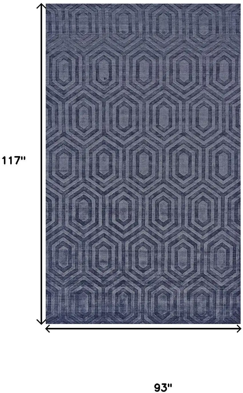 Blue Geometric Hand Woven Area Rug Photo 3