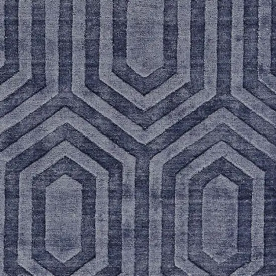 Blue Geometric Hand Woven Area Rug Photo 4
