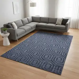 Photo of Blue Geometric Hand Woven Area Rug