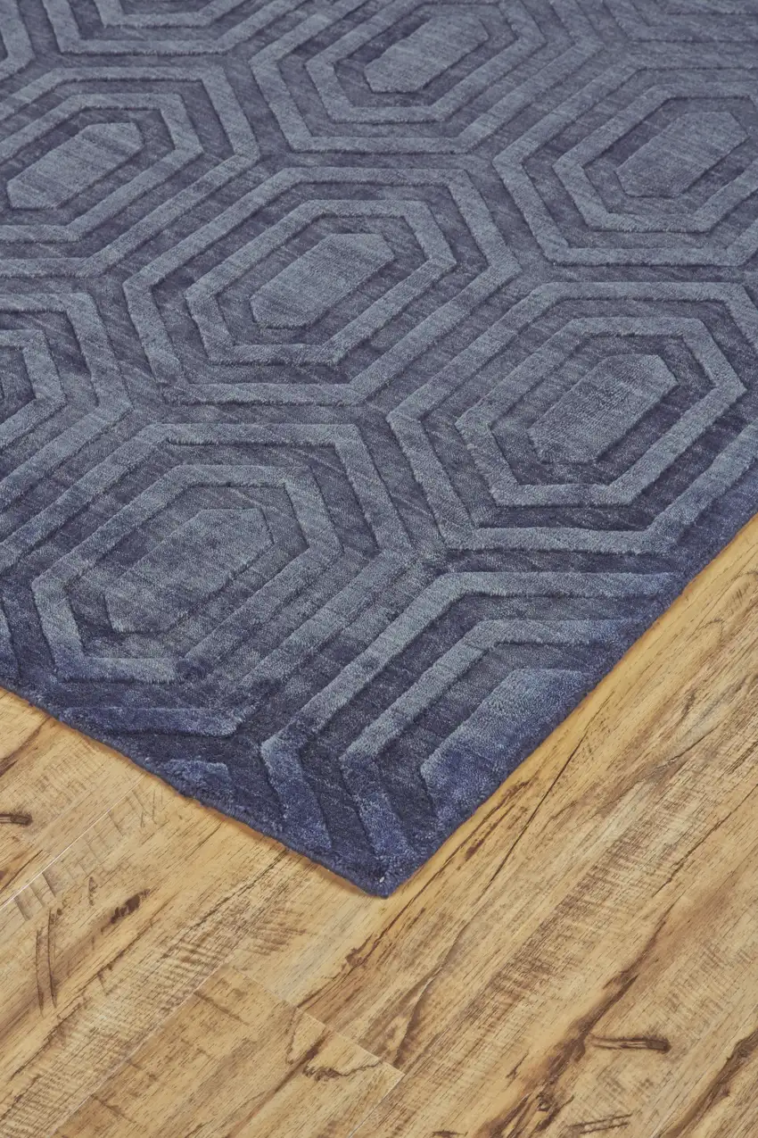 Blue Geometric Hand Woven Area Rug Photo 8